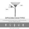 LED Floor Lamp for Living Room, 180cm Tall Standing Lamp, Mother and Child Uplighter with Adjustable Gooseneck, Silver Tone