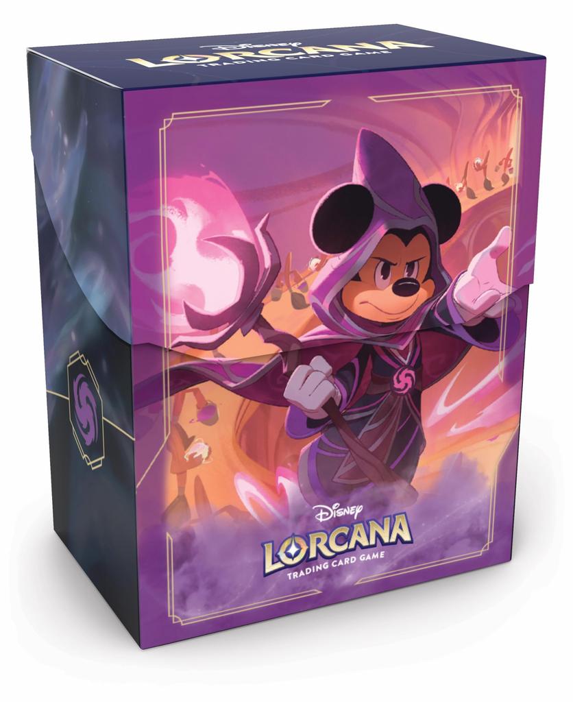 Ravensburger Disney Lorcana TCG Deck Box with Mickey Mouse The Spoiled Magician Safely stores 80 sleeved cards Durable portable organizer for TCG