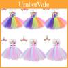 Vestido de Cosplay de Unicórnio para Meninas com Estampa de Arco-Íris para Festa de Halloween