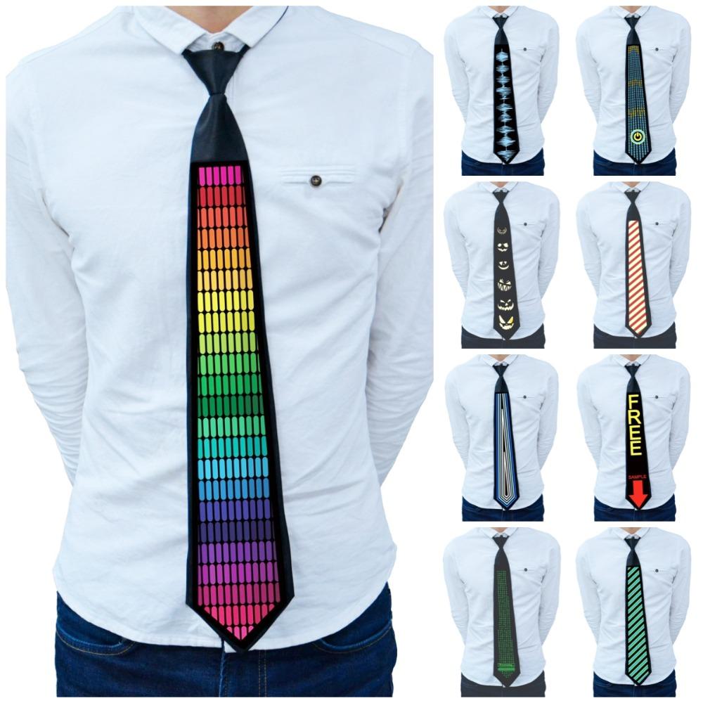 Rainbow Flashing Glow Rave Party Necktie Narrow Hip-hop Luminous Cravat LED Light Tie  Livehouse