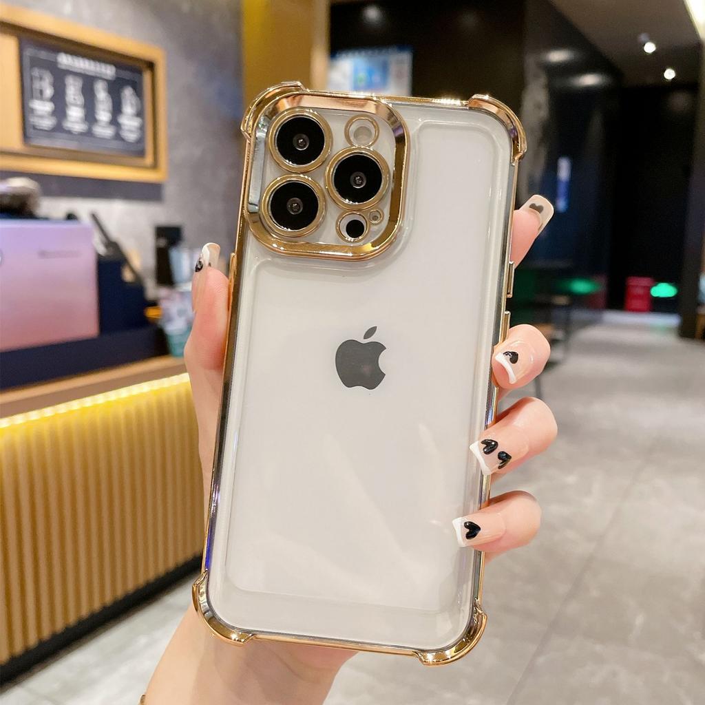 Applicable to iPhone16PROP new anti-drop four-corner electroplating space case Apple 15PROMAX Apple 13PROM