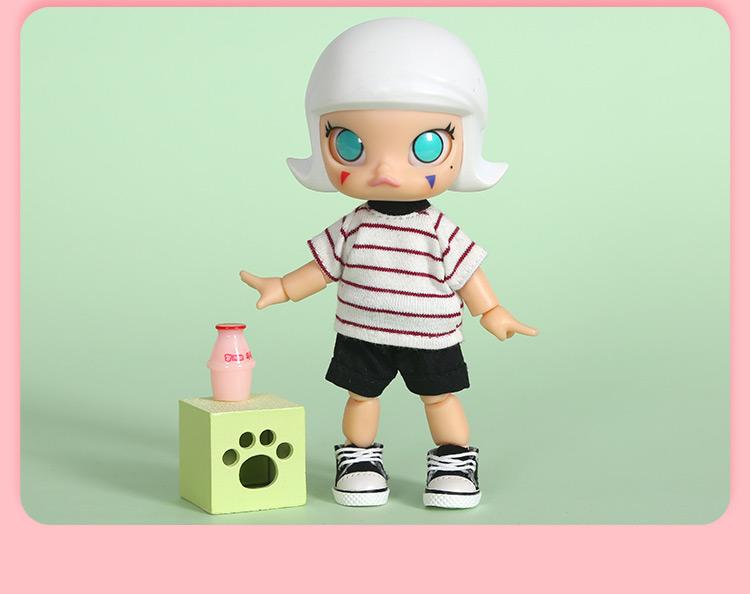 New OB11 bjd Doll Clothes Stripe Shorts Sleeve T-shirt for 1/8 1/12bjd, obitsu11,ob11,molly Doll Accessories Clothing