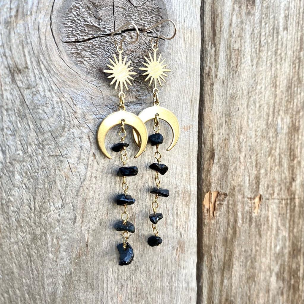 Handmade Metal Moon Star Statement Earrings For Ladies Summer Casual Wear
