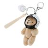 Plush Bear Keychain with Helmets Fashionable Bag Decorative Pendant Creative Soft Stuffed Animal Charm for Backpacks