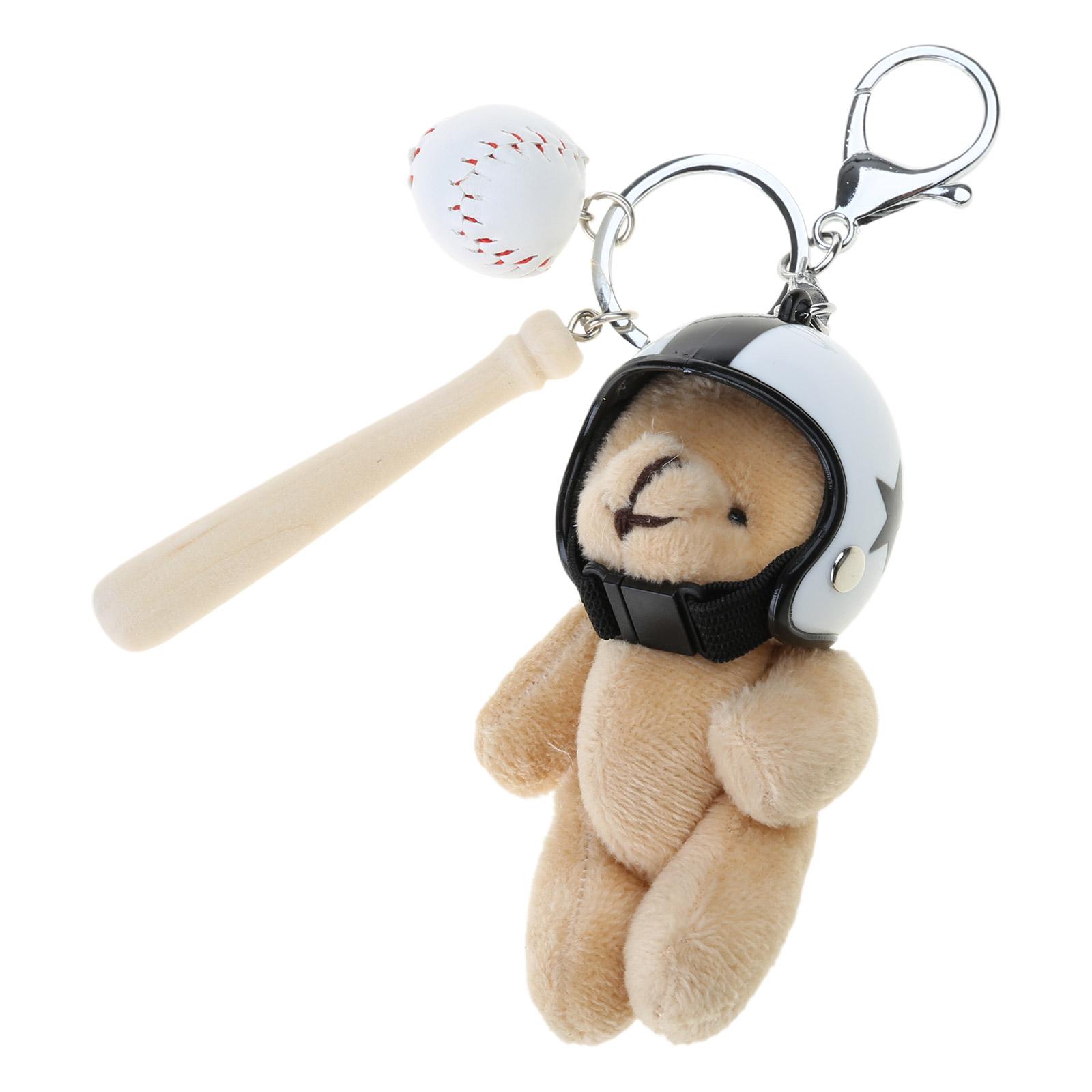 

Bear Key Holder with Helmets Plush Helmeted Animal Pendant Keychain Fashionable Backpack Hanging Ornament for Women 1