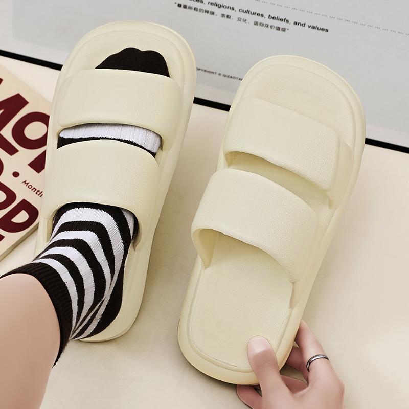 Fashion Men's and Women's Bathroom Slippers Flat Non-slip Family Solid Color Flip-flops Beach Slippers Casual Sandals Indoor Outdoor