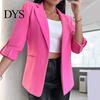 Button Sleeve Blazer Women Suit Coat Autumn Winter Long Sleeved Cardigan Lined Jacket Casual Lapel Solid Color for Business Daily Wear