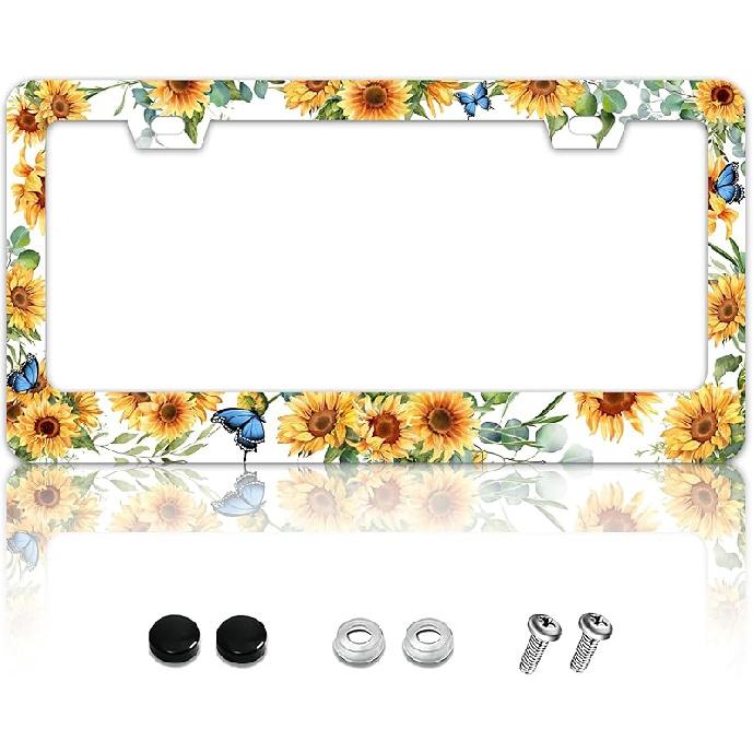 FIORDY 2Pcs Bigfoot License Plate Frame Personalized License Plate Frames Auto Accessory Bracket Stainless Steel License Plate Holder With Screws For