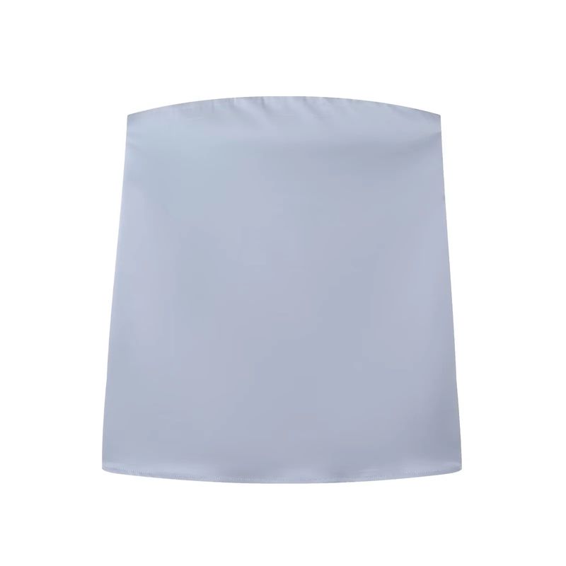 Strapless Straight Collar Silk Satin Texture Plaid Tube Top Tops 4772026 Silk Satin Texture High-Waisted Trousers 5427429