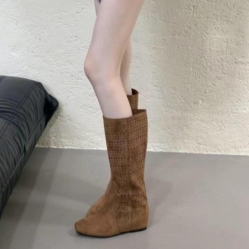 Mode Damen Einfach BequemHochwertig Hoher Absatz Designer Aushöhlen Kniehohe Schuhe 2025 Frühling und Herbst Mode Neue Stiefel