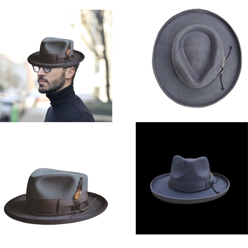 Vuxen Trilbyhatt Bekväm Fransk Stil Bandhatt Rephatt Vuxen Festival Party Festival Formell Samling Fedorahatt