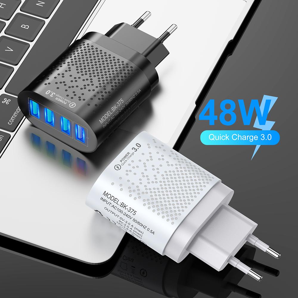 Universal 48W 4 USB Charger EU US Plug 5V 3A Fast Charging Wall Adapter Travel Plug For Iphone Ipad Mini For Samsung For Xiaomi