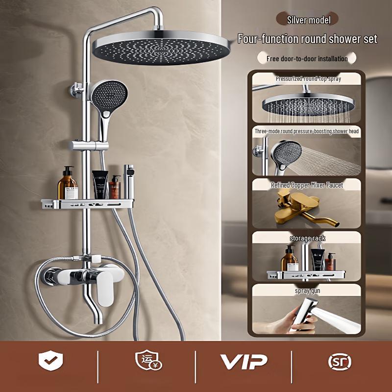 Brass Wall-Mounted Pressurized Shower System