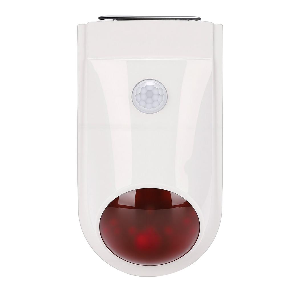 Solar Infrared Sound Light Alarm Custom Voice Input 110dB Waterproofing Wireless Motion Sensor Siren for Home Security