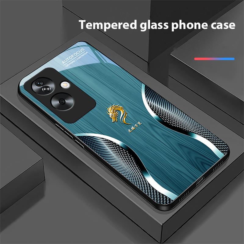 Holz Drache Schwarz Für Oppo A79 5G 58 78 74 60 4G Reno 11F Realme GT 6 11 Note 50 10 C55 X2 Gehärtetes Glas Schwarz Handyhülle