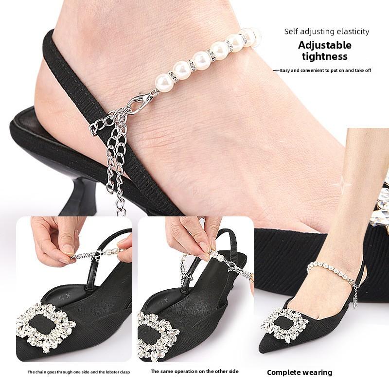 Pearl Chain Bundle Shoelaces Installation-free Shoes Big Not Heel Shoelaces Sandals Walk Off with Lazy People A Variety of Straps