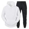 Mens Hooded Fleece Sweatshirt Set Solid Color Sport Tracksuit Winter Warm Long Sleeve Pants
