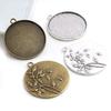 5pcs 35mm Inner Size Bronze Antique Silver Plated Cabochon Blank Base Setting Charms Pendant DIY Jewelry Findings