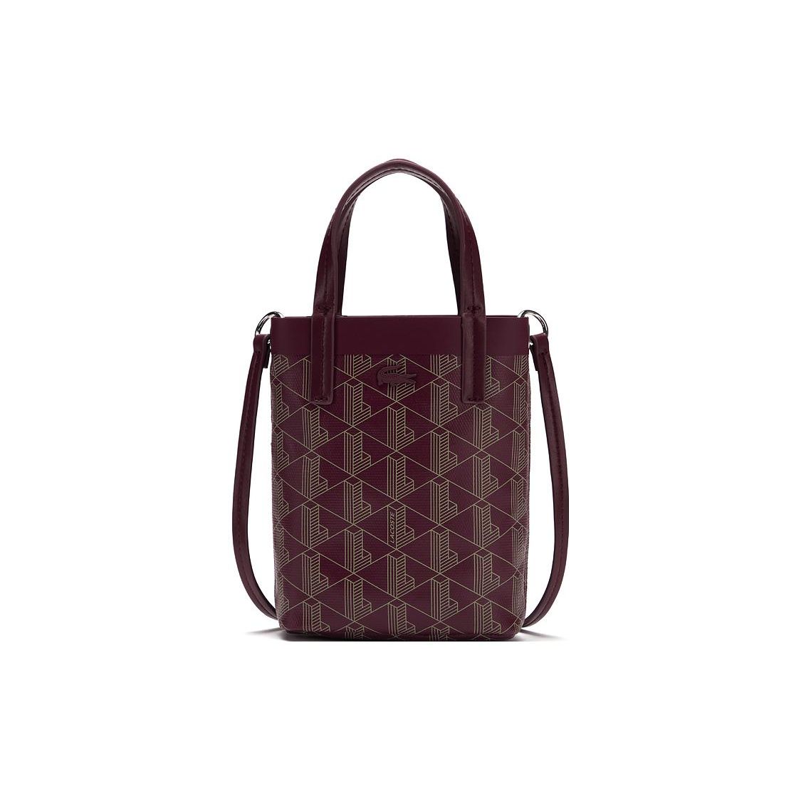 Lacoste Fashion Retro Print PVC Tote Shoulder Crossbody Bag Small Women bags Deep-Red Apricot NF4463ZEM45 Dark Red ApricotExtra Small 18570₽