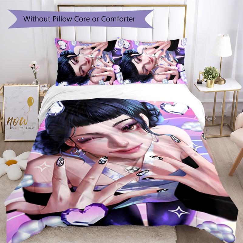 KPOP Hunter Juego de Cama de 3 Piezas Funda Nórdica Cierre Incluye 1 Funda Nórdica y 2 Fundas de Almohada para Todas las Estaciones Dormitorio Hogar Decoración de Dormitorio Universitario
