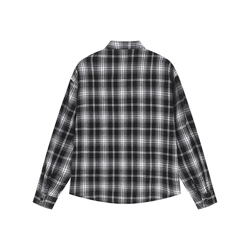 Autumn Men'S Plaid Long Sleeve Shirt Hong Kong Style Men'S Casual Loose Shirt Jacket