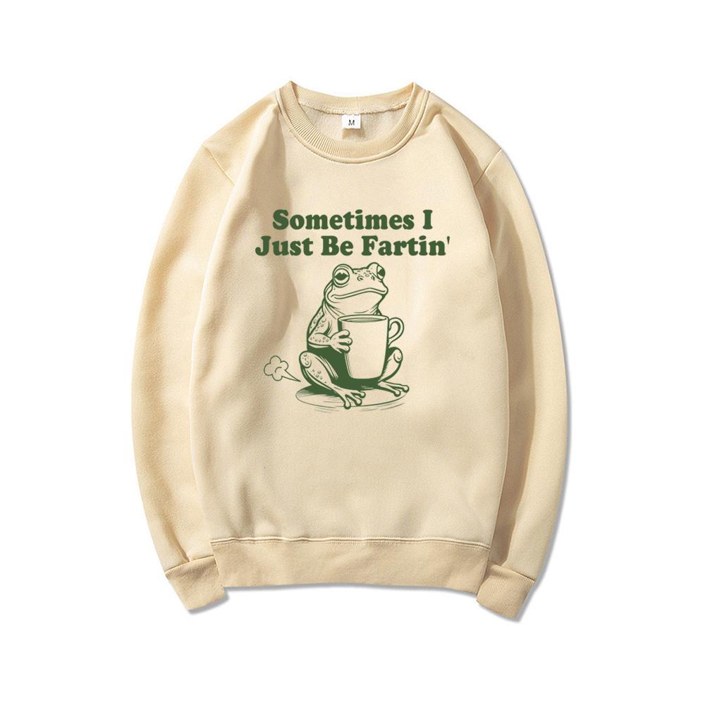 Czasami po prostu puszczam bąki Bluza Śmieszne bluzy z żabą Unisex z długim rękawem z okrągłym dekoltem Bluza Szalona bluza Śmieszny mem