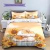 Watercolor Sunflower Pattern Bedding Quilt Set  Home Decoration  Gift (1 * duvet cover + 2 * pillowcase  without core)