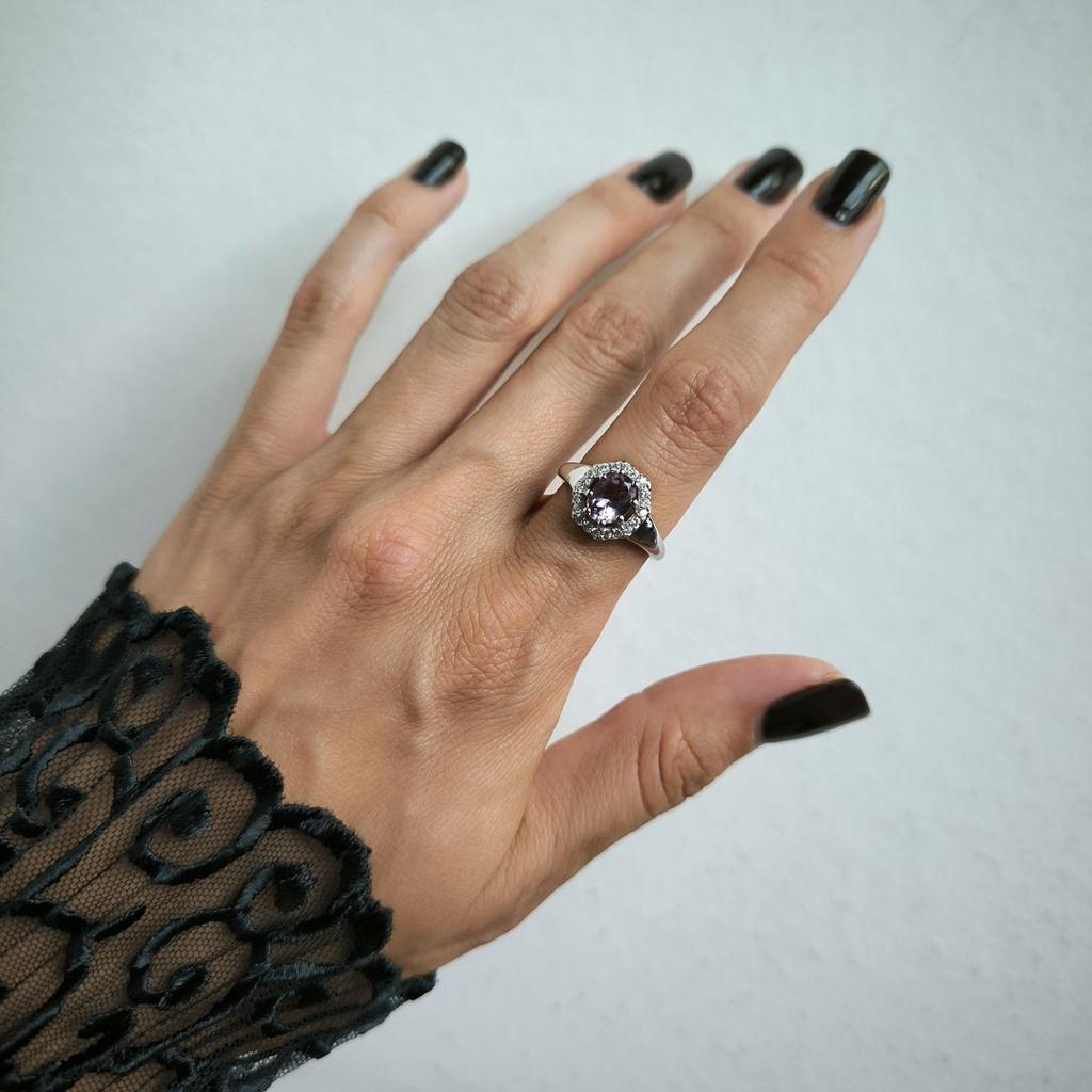 Серебряное кольцо с натуральным аметистом 1.53ct, вес изделия 3,13 гр (2189398)