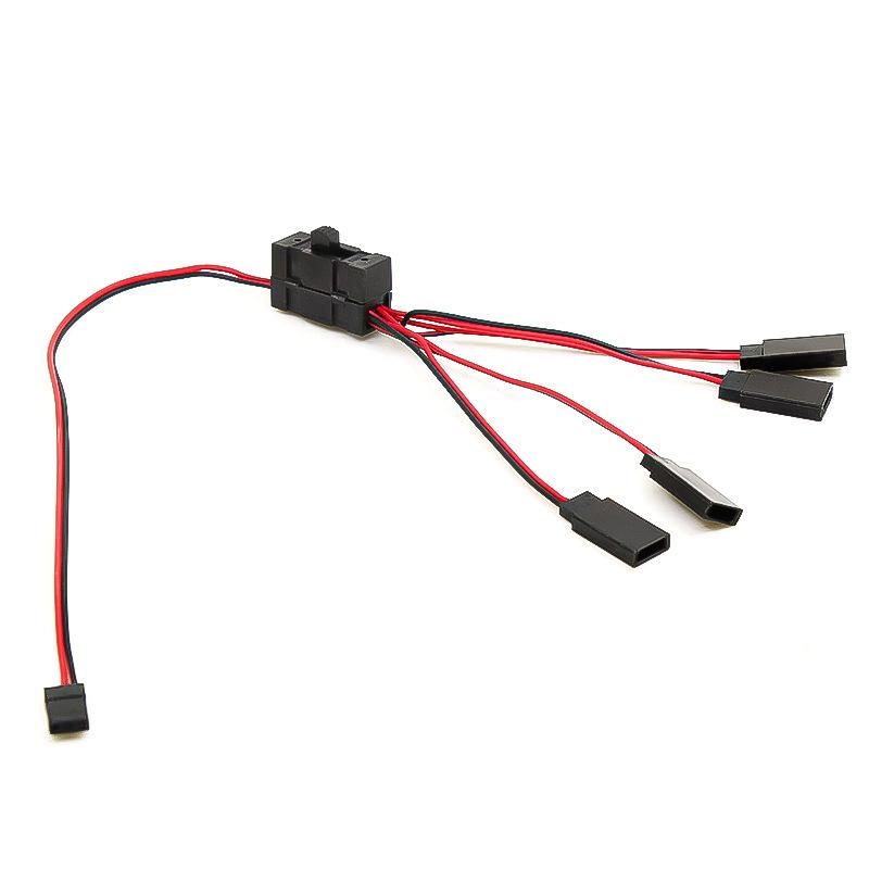 1Pc 4 Way LED Light On/Off Controller Switch Y Cable 1 To 4 Way Split Cable Cord For TRX-4 SCX10 1/10 RC Crawler Car Accessories