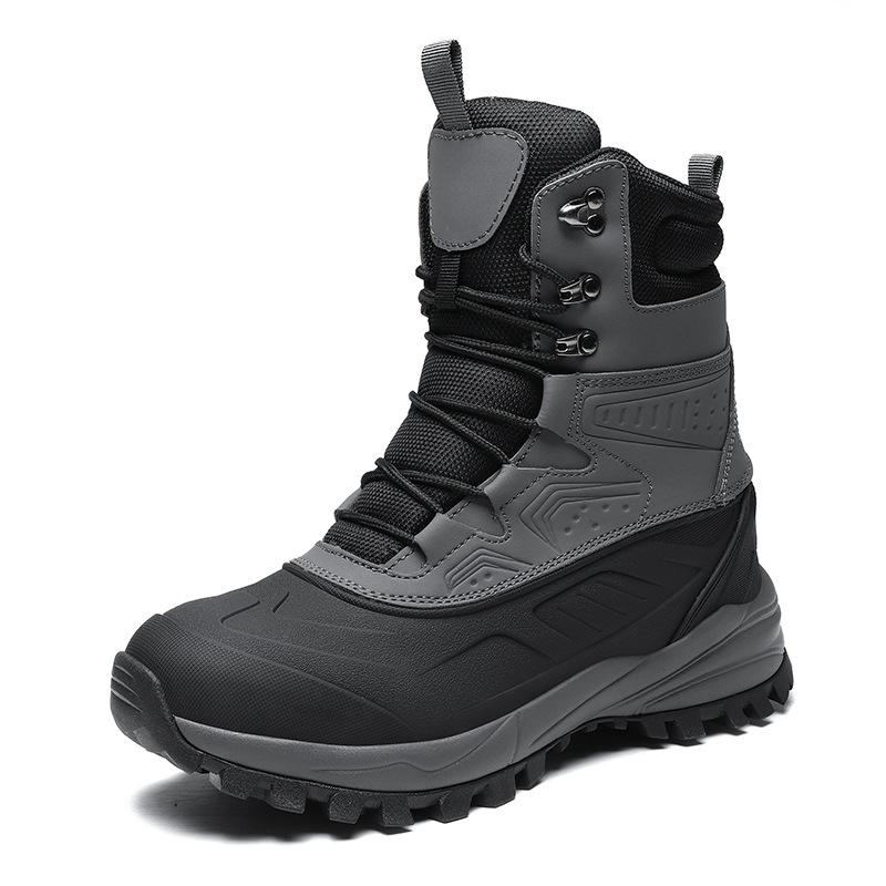 

Large size men s snow boots waterproof and non-slip cotton shoes velvet warm and cold shoes fashionable high-top winter men s shoes 48 сірий колір