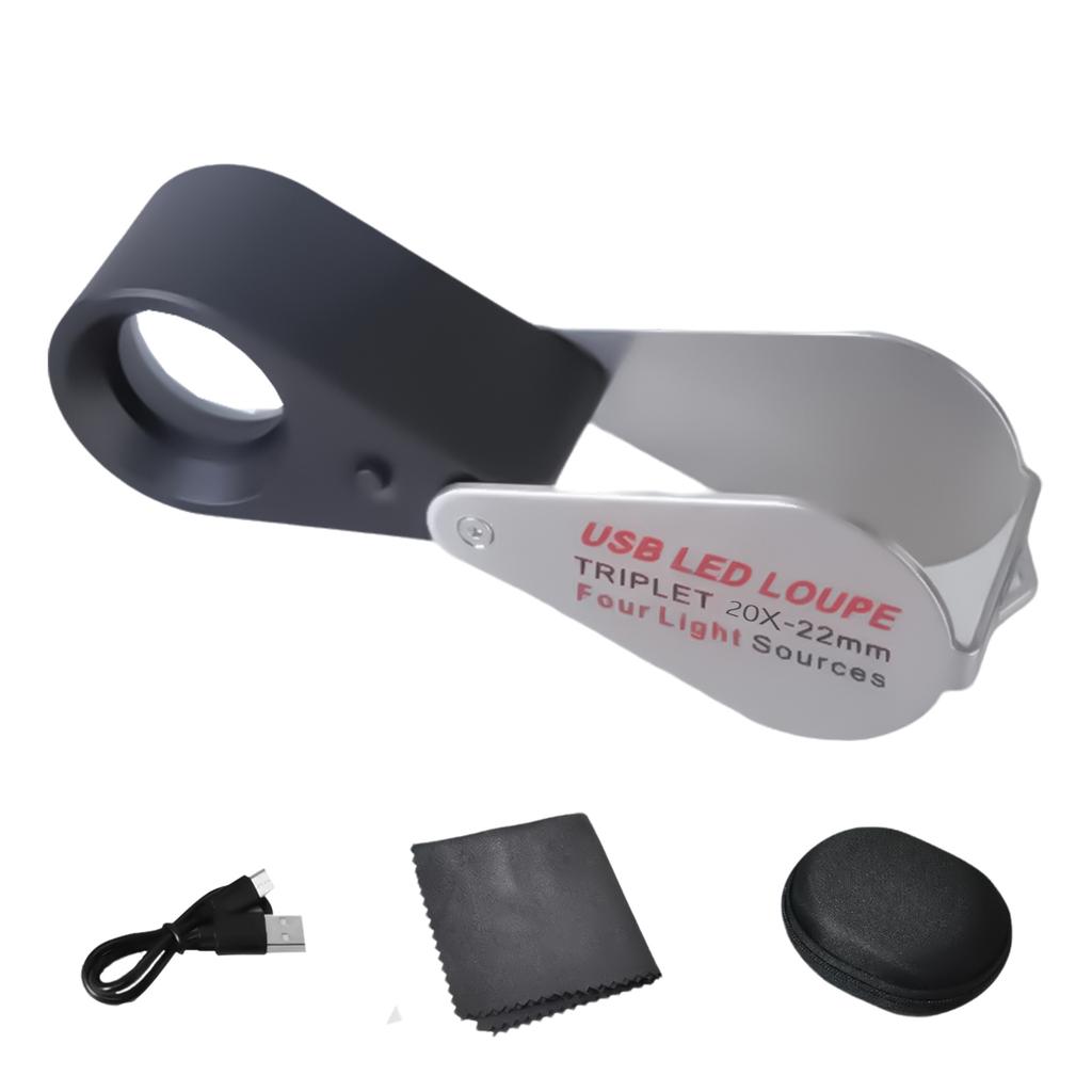 10X/20X/30X Magnifying Glass Lens Handheld Eye Loupe Portable Magnifier with LED Light for Jewelry Stamp Coin Inspection