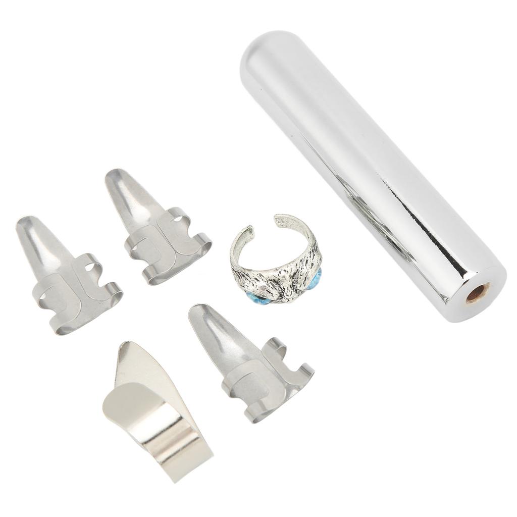 Guitar Slide Kit Round Metal Professional Guitar Tone Bar with 4 Picks 1 Ring Silver