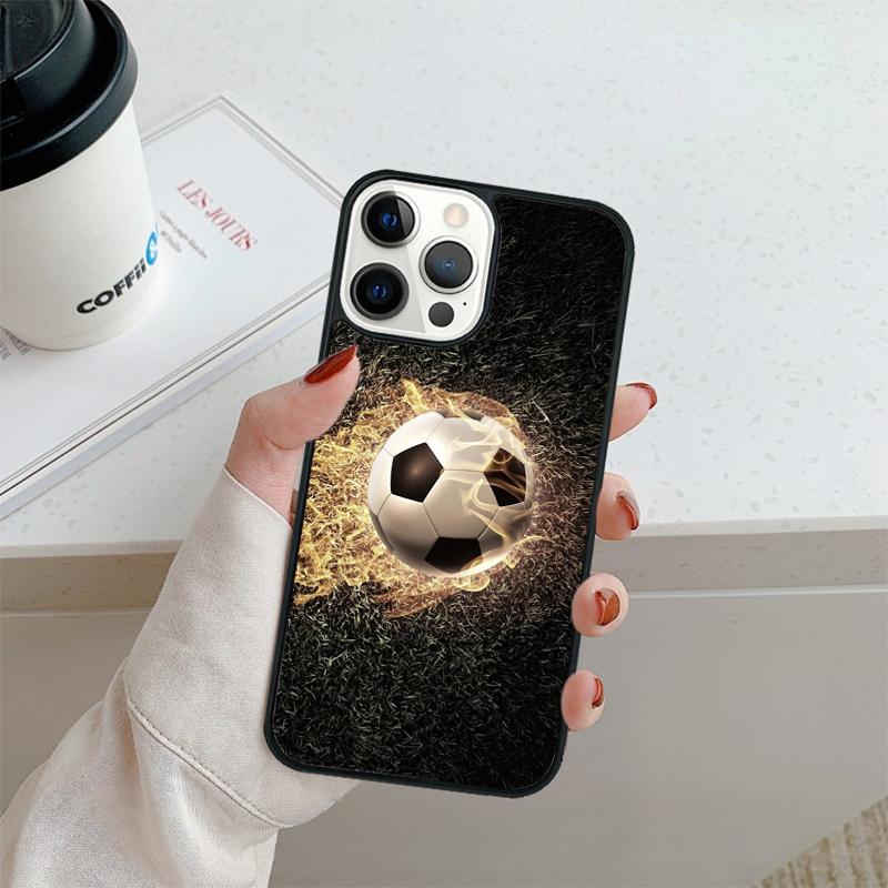 Fire Football Soccer ball Phone Case For iPhone 17 Air 16 pro max 15 14 plus 12 13 Shell Cover coque