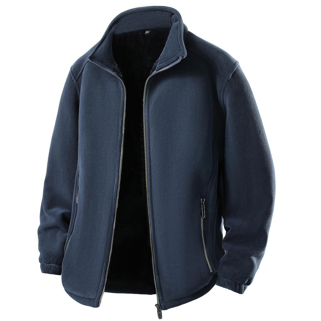 Unisex Casual Outdoor Solid Color Skirt Zippered Fleece Jacket