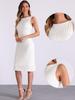 Allegra K Women's Sleeveless Sheath Dress with Boat Neck, Elegant Office Dress, White, Size M