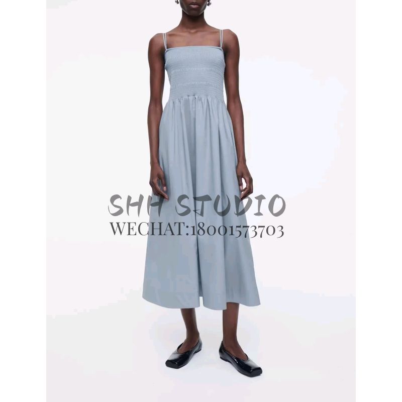 Spring New Women's Clothing Fashion Style Slim Fit Pleated Splicing Sling Tube Top Dress 1231657