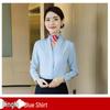Women's White V-neck Professional Flight Attendant Shirt: Interview and Workwear Suit for Airline and Hotel Staff