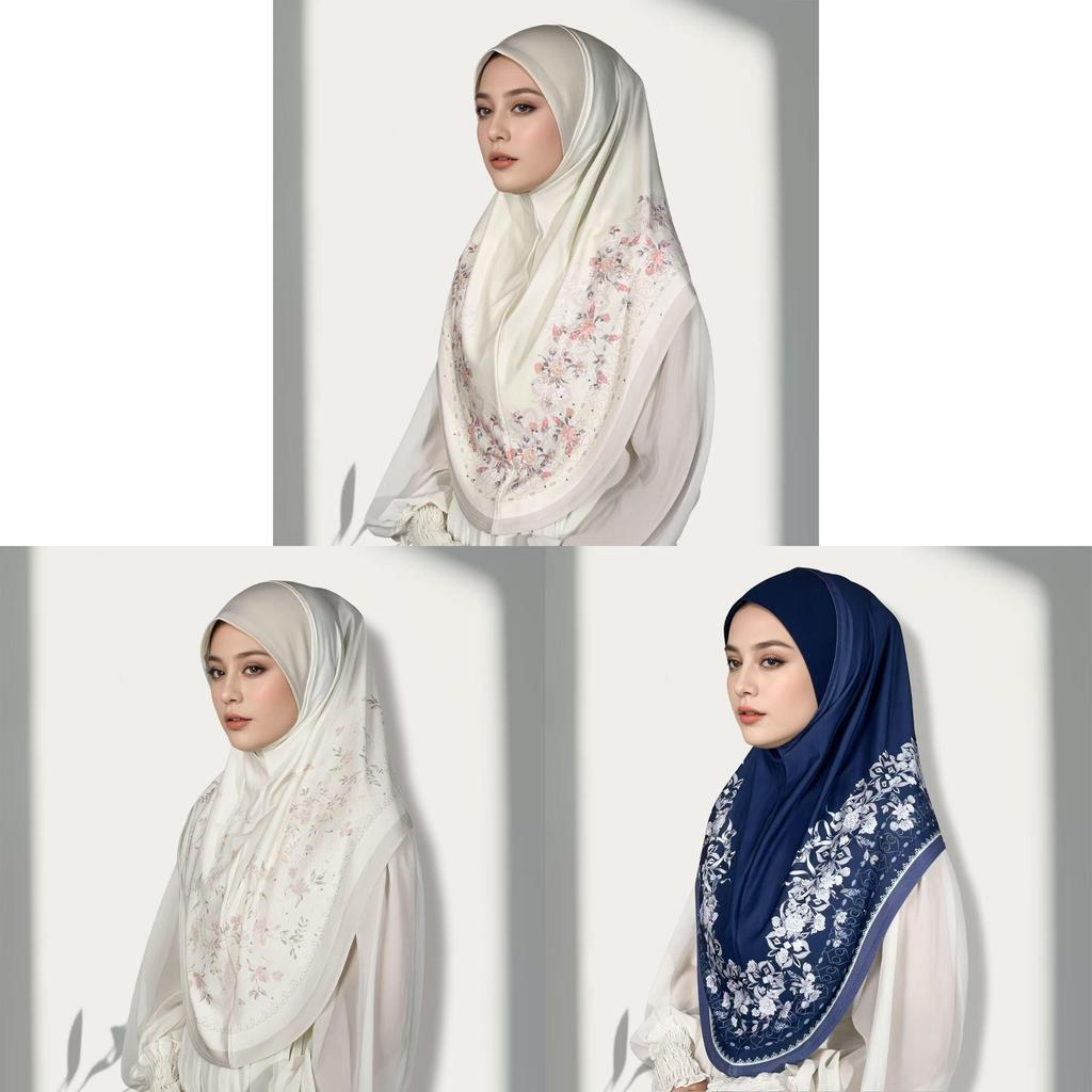 Ethnic Headscarf With Flower Print Design For All Seasons In Polyester Fabric