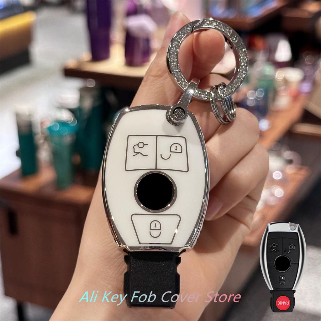 Key Fob Cover Leather Keychain for Mercedes Benz C E M S CLS CLA GLK GLA GLC GLE AMG Class Girly Cute TB7