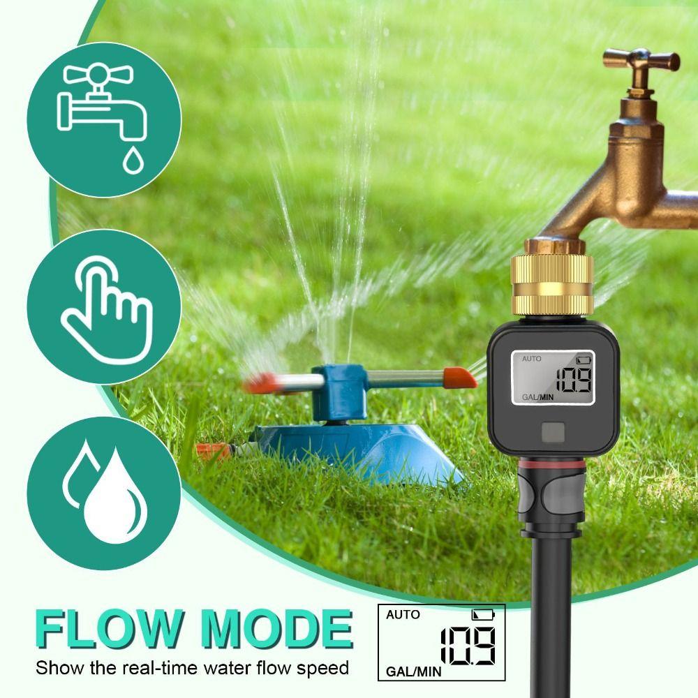 LCD Display Water Consumption Test Meter Brass Inlet Electronic Water Meter  Watering Irrigation nero