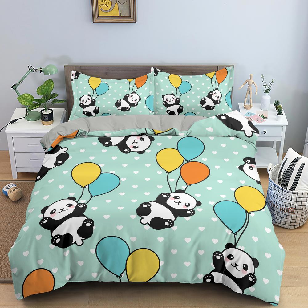 Cartoon Panda 3D Bedding Set Printed Cute Animal Duvet Cover Sets Single Full Queen King Size Bed Clothes For Adult Kids Gifts