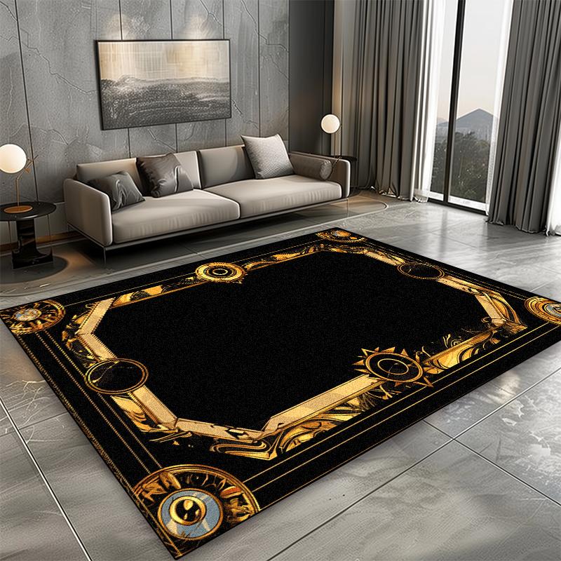 European Style Carpet for Living Room Black Marble Decor Sofa Area Large Rugs Hotel Hall 200x300 Cm Non-slip Plush Floor Mats