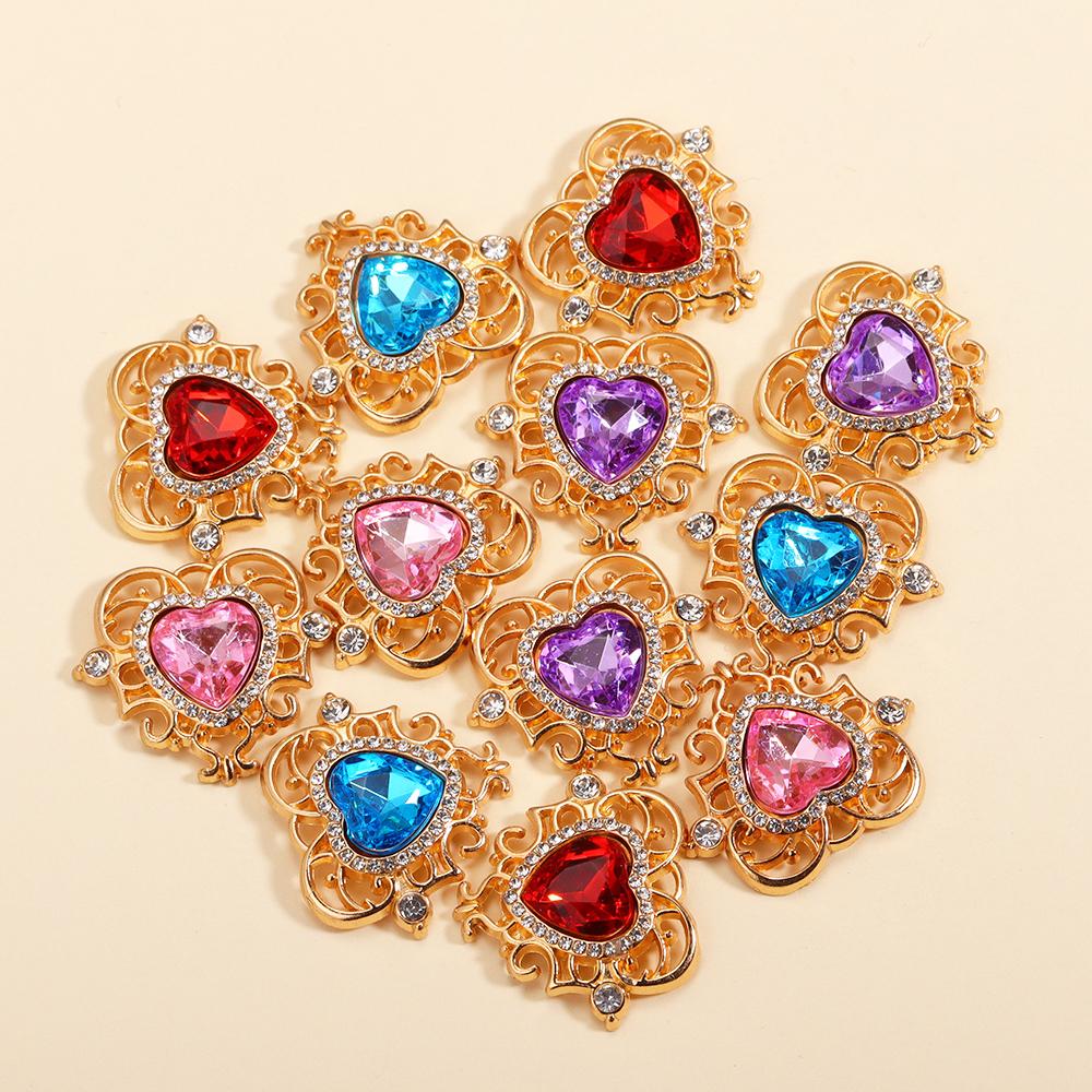 10Pcs Multicolor Crystal Peach Heart Charms For Women Girls Jewelry Making DIY Sweet Romantic Love Heart Pendant Necklace Crafts