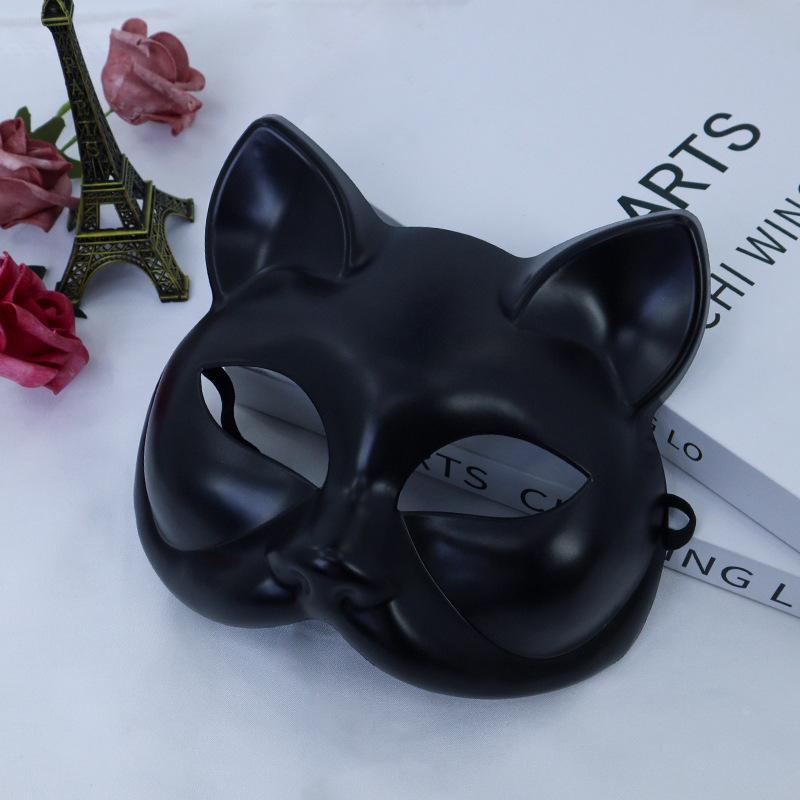 Halloween Cat Face Mask Plastic Old Vintage Light Plate Half Face Mask Venice Party Prom Dress Up Props