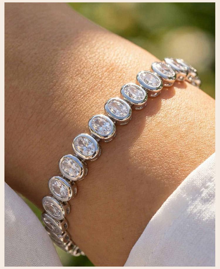 Tennis Bracelet for Women Silver Plated Cubic Zirconia Link Non-tarnish Waterproof Chunky Chain Hip-hop Jewelry Jewelry