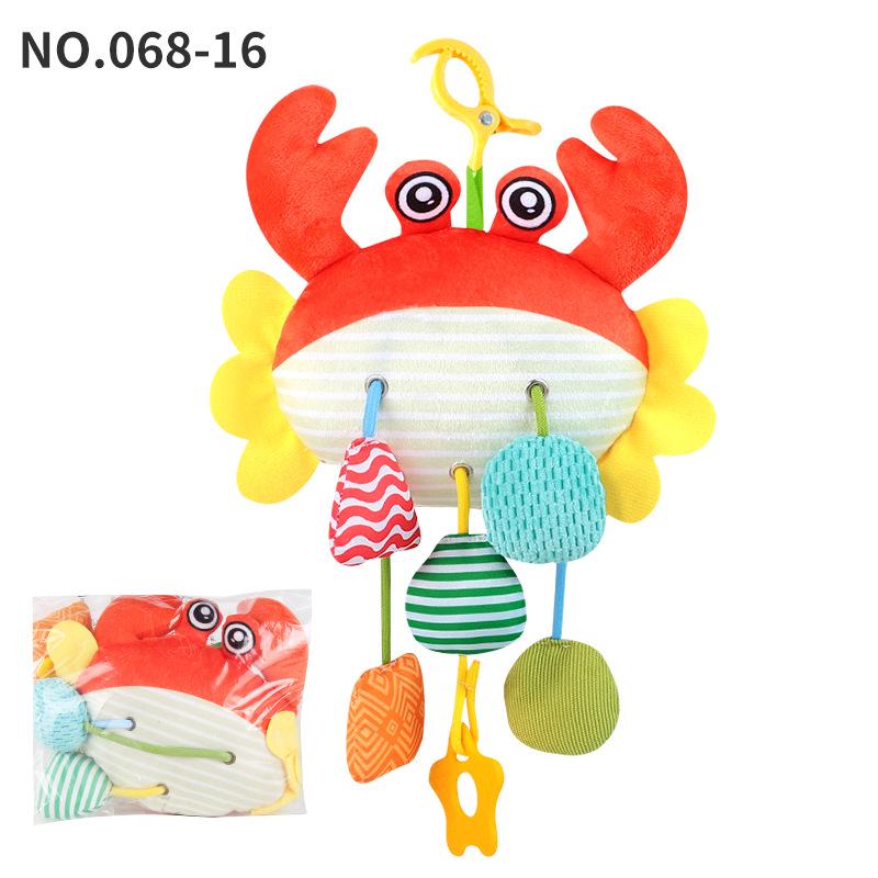 Crab Pull-String Stroller Mobile: Newborn Baby Soothing Rattle Toy