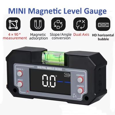 Multifunctional Digital Angle Gauge Magnetic LCD Display Digital Inclinometer with Bubble Rechargeable Bevel Inclinometer