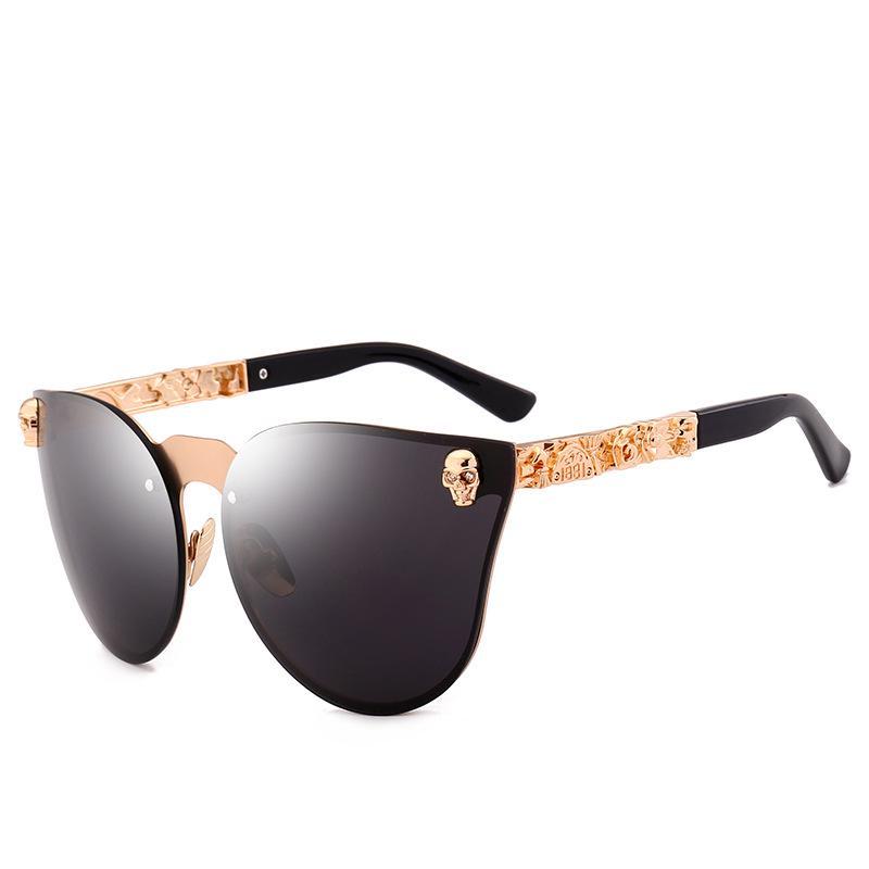 

Popular Vintage Rimless Cat Eye Sunglasses Women For Men Vintage Coating Mirror Relief Skeleton Luxurious Brand Style Designer Sun Glass