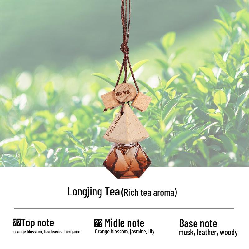 Triangle Wood Lid Car Air Freshener Pendant with Crystal Bead Tassel - Essential Oil Aromatherapy Odor Eliminator.