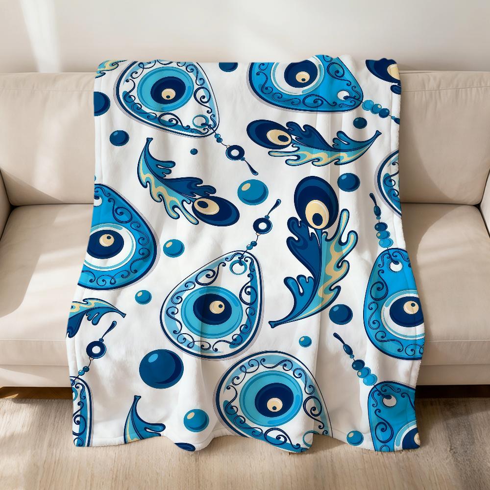 Fashion Cool Lucky E-Evil Eye N-Nazar Flannel Soft Warm Plush Blanket Sofa Living Room Pet Hogar Bedroom Gift Home Car Portable